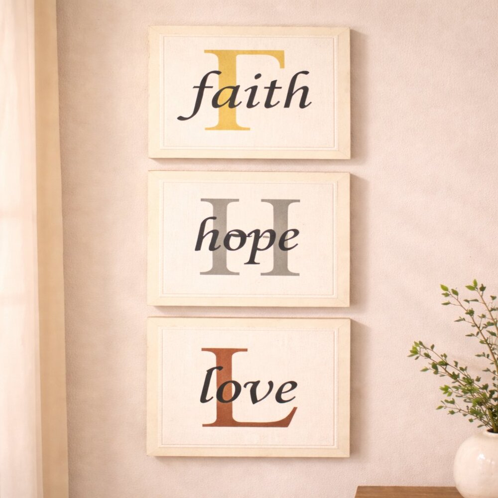 Solid Wood Faith Hope and Love Signs Wall‎ Art Decor Vintage Style Home Decor